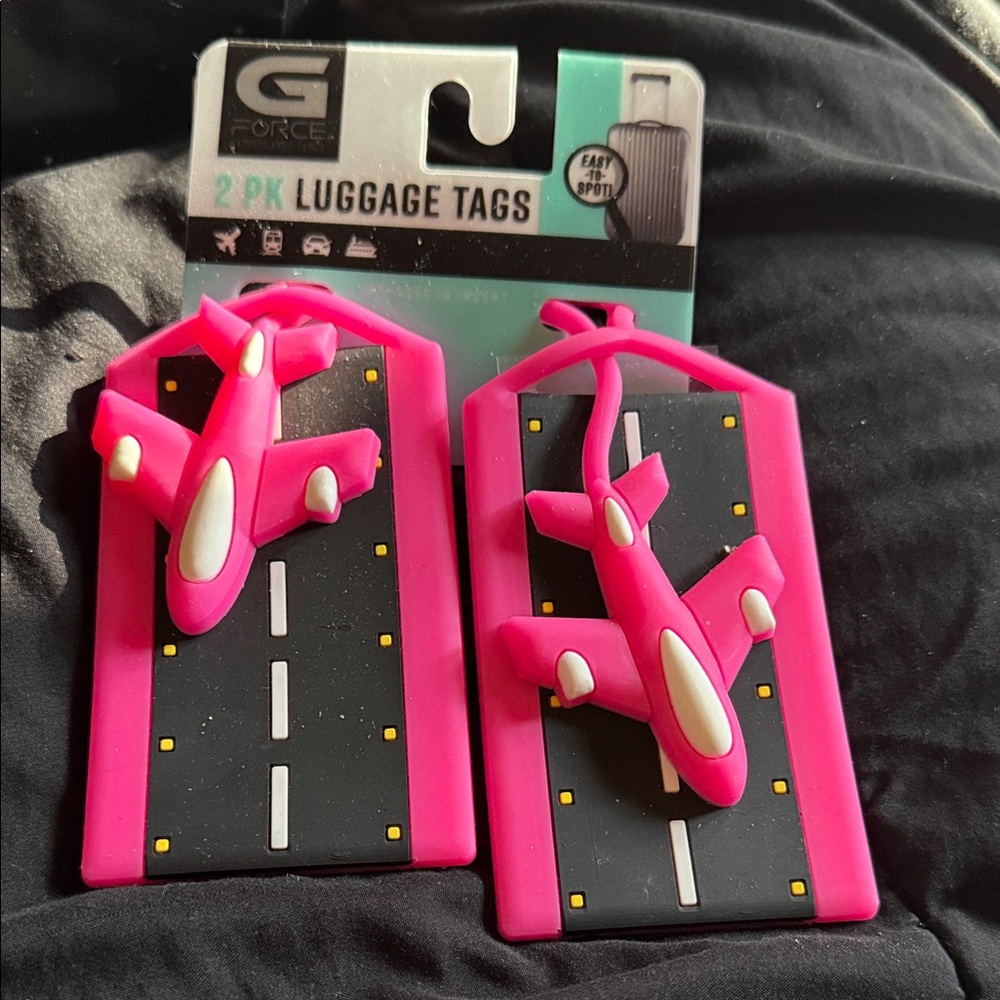 G-Force Pink Airplane Luggage Tags - Set of 2